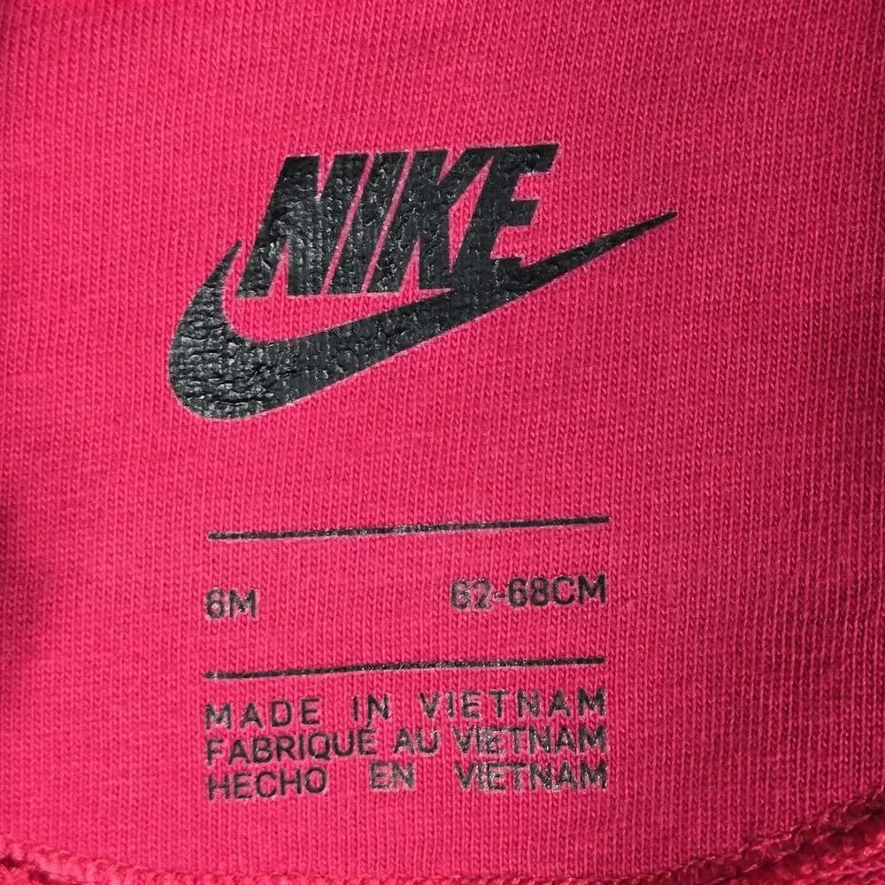 Nike Hooded Romper One Piece Infant 6M Pink Full Zip Logo Jumpsuit Front‎ Swoosh